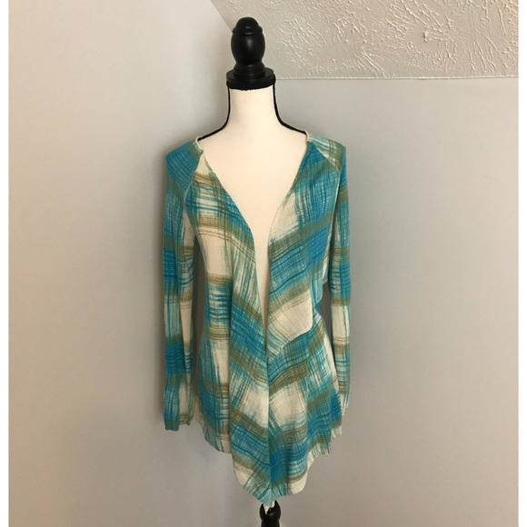Anthropologie Sparrow Revolution Draped Crosshatch Plaid Cardigan - Size Small - Picture 2 of 12